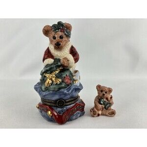 Bearware Pottery Santa Claus‎ Bear Trinket Box  Tiny Bear Inside Numbered
